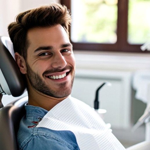 Handsome dental patient in treatment chair