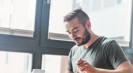 a man eating lunch