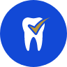 Animated tooth with checkmark representing preventive dentistry