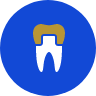 Animated tooth with dental crown representing restorative dentistry